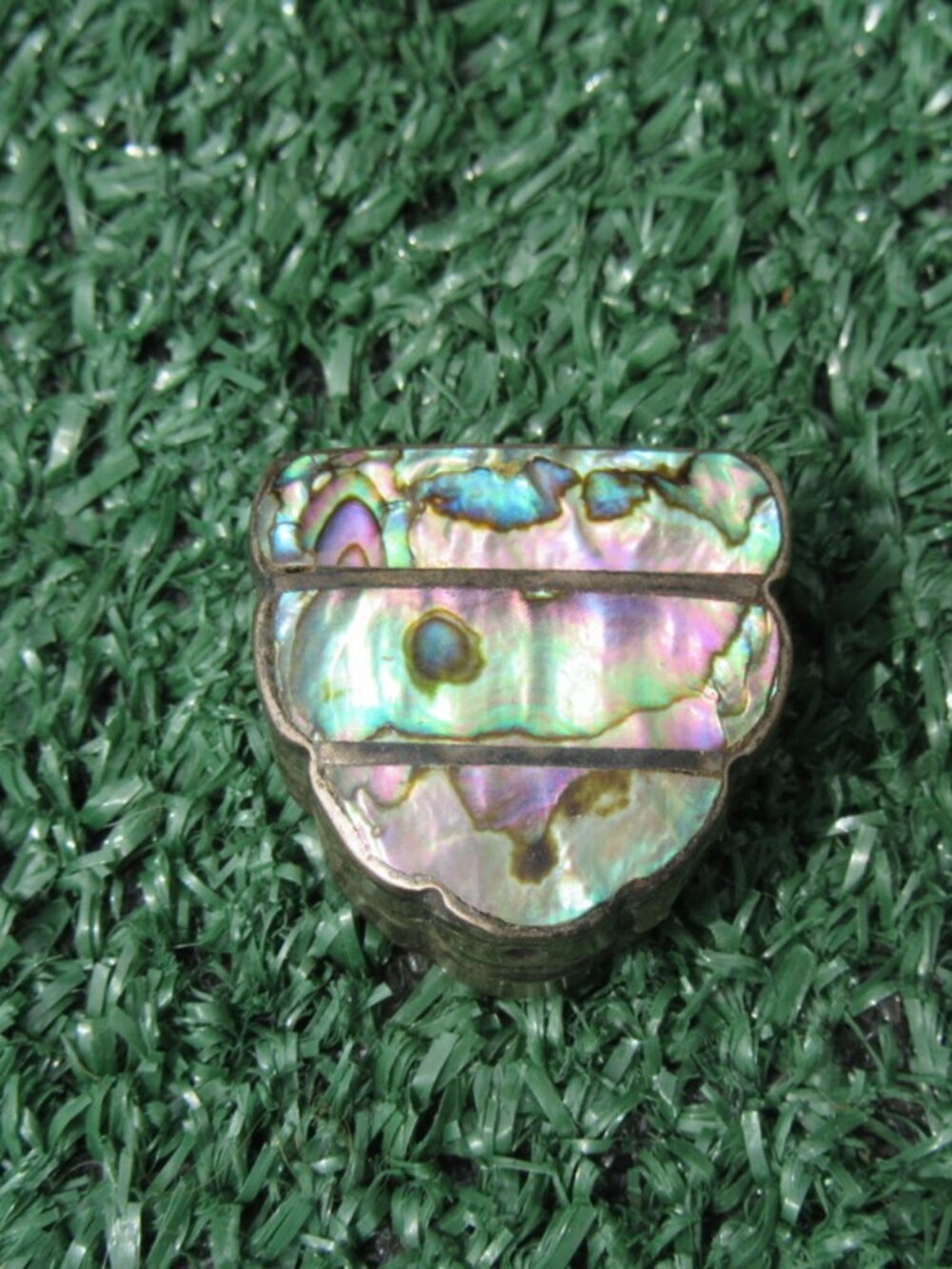Mexican Abalone ELM Sterling 925 Hecho En Mexico Small Pill Trinket Box